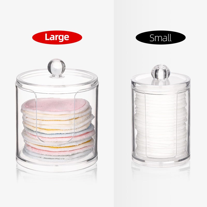 تي بيست ماكس حامل وموزع دائري من القطن البلاستيكي من تي بيست ماكس، تخزين منظم للحمام شفاف للوسادات القطنية - أغطية من الخيزران - Image 3